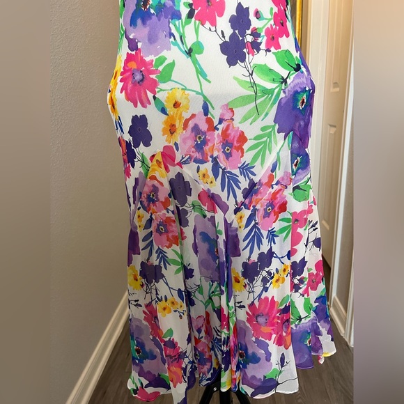 LAUREN RALPH LAUREN SILK FLORAL SLEEVELESS DRESS SIZE 2 - Picture 4 of 6